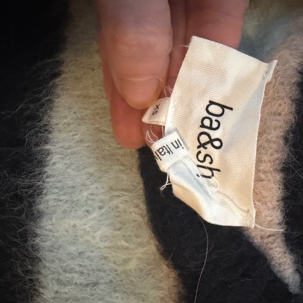 ba&sh Maria Stripe Alpaca Blend Sweater XS Fuzzy Soft Girl Balletcore Cozy - Picture 8 of 8